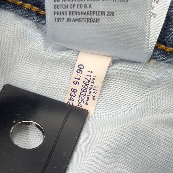 AE American Eagle High Rise Skinny Jeans 12 Regular Medium Wash Whiskered - Picture 12 of 15